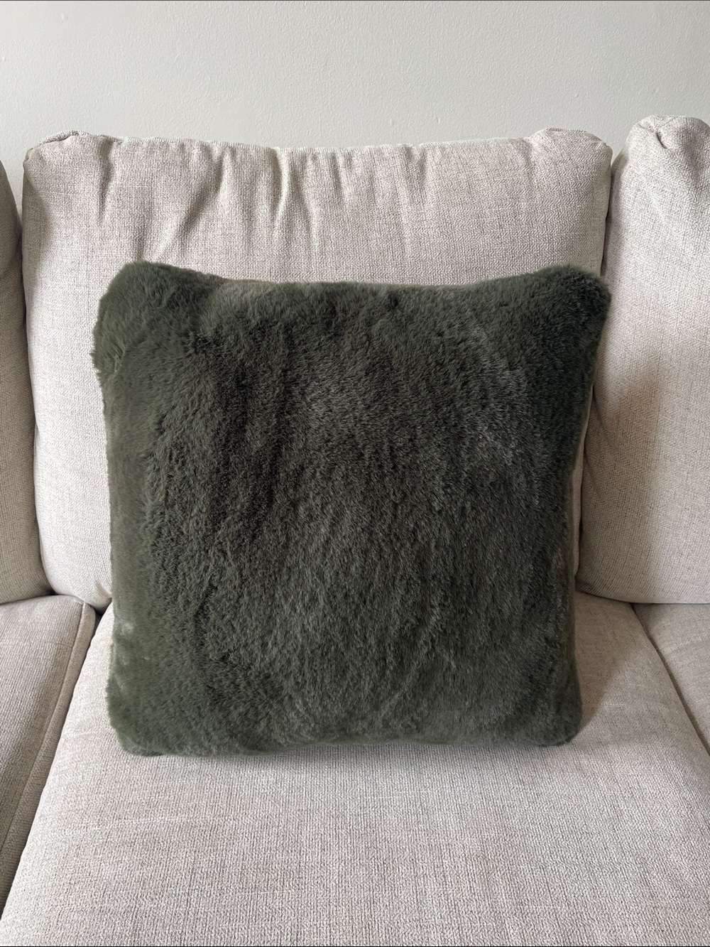Anthropologie Sophie Faux Fur Throw Pillow - Holly Green